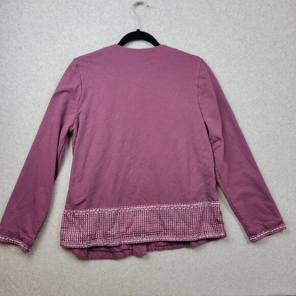 Soft Surroundings Playa Embroidered Open Jacket Dark Berry Size Medium Cotton - Picture 16 of 16